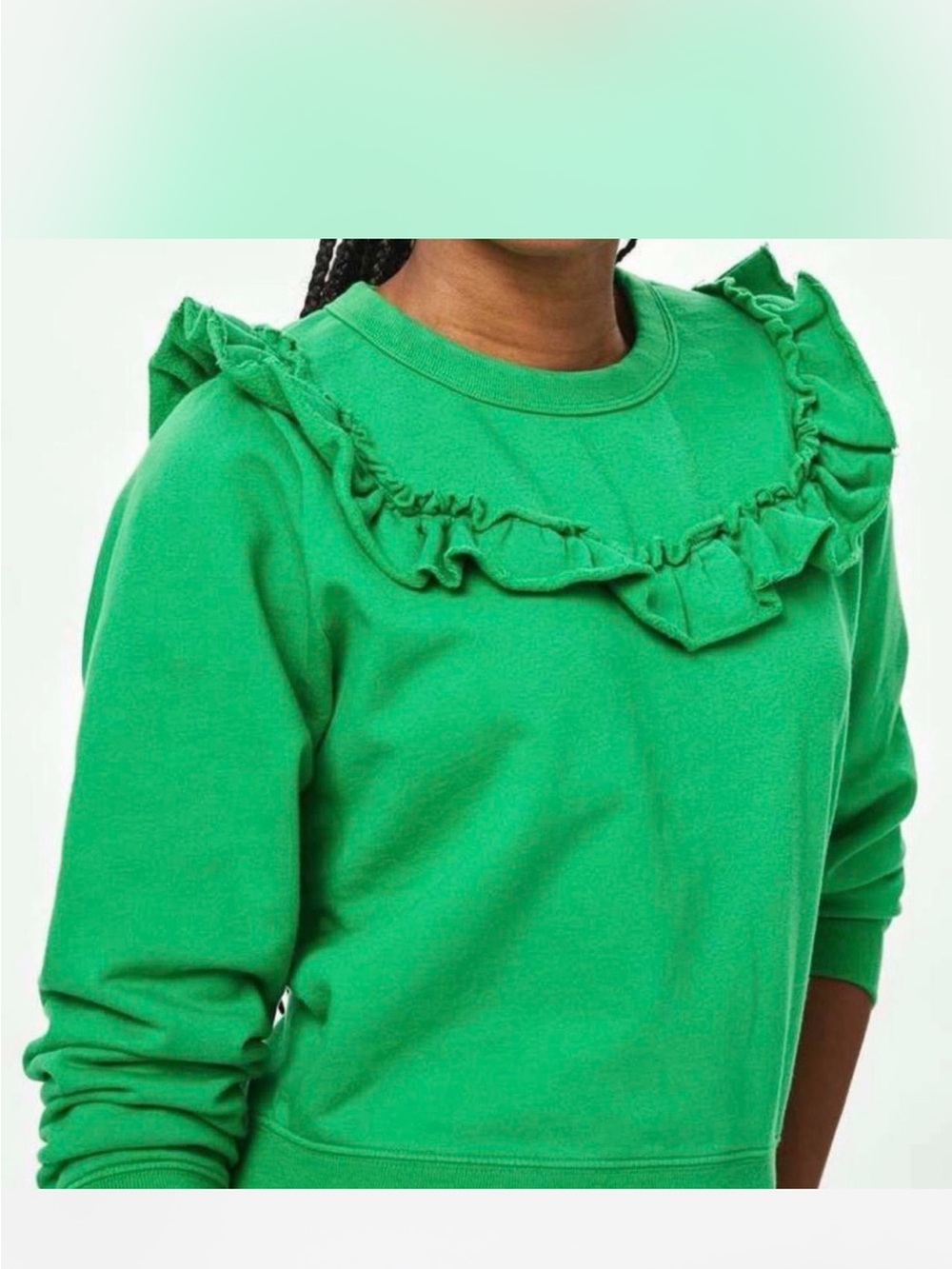 Clare V. Ruffle Yoke Cotton Sweatshirt